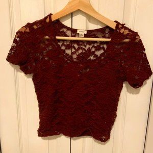 Burgundy colored lace top